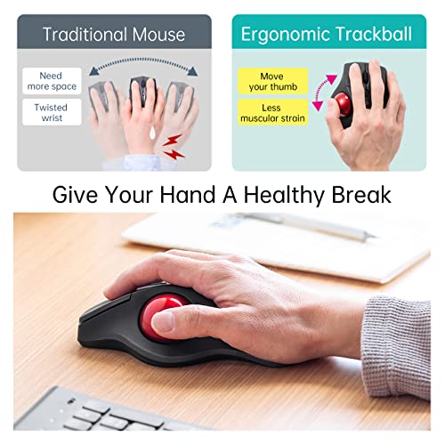 SANWA Wired Ergonomic Trackball Mouse, Optical Rollerball Mice, Programmable Silent Buttons, 40mm Trackball, 600/800/1200/1600 Adjustable DPI, Compatible with MacBook, Laptop, Windows, macOS - style: Wired