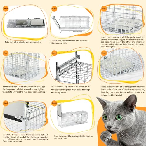 32" Heavy-Duty Folding Live Animal Trap Cage | Animal Trap Cage for Stray Cats,Raccoons,Armadillos and Rabbits