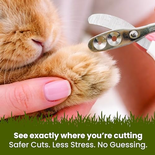 Rabbit Nail Clippers with 2 Size Safety Guide by Steel & Cedar – Professional Bunny Nail Trimmer for Safe & Precise Grooming – Stainless Steel Clippers for Rabbits, Guinea Pigs & Small Pets