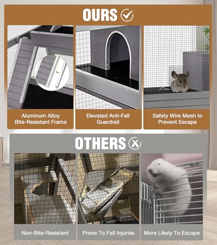 Large Ferret Cage, Chinchilla Cage with Bite-Resistant Frame, Slide-Out Tray, Lockable Casters, Four-Story Rat Cage for Small Animal - size: 36“ x 25” x 63.2“