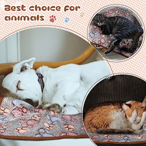 Tatuo 4 Pack Fleece Dog Blankets for Puppy Cats Multi-Size Sleep Mat for Pet Guinea Pig Soft Washable Crate Bed Puppy Teething Toys Print Pattern Warm Blanket Indoor(Black,30 x 20.5 Inch,Paw) | Soft, Washable Puppy Blankets for Cats Guinea Pig, Warm Paw P