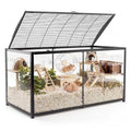 VEVOR Hamster Cage 47.2"x23.6"x25.4" 360° Viewing Metal Hamster Habitat, Transparent Small Animal Cage with Top Access & Front Door, Large Portable Pet House for Guinea Pig, Gerbil (7.7 ft², Black) - size: 47.2"L x 23.6"W x 25.4"H