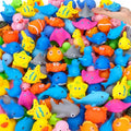 Poen 100 Pcs Rubber Bath Toys Bulk Cute Sea Animals Bathtub Toys Floating Ocean Squeaky Animals for Birthday Party Supplies Summer Pool Favors Baby Shower Classroom Carnival Prizes, 10 Styles - style: Stylish Style