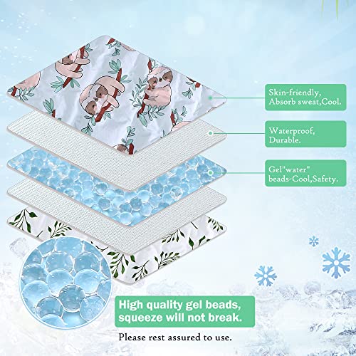 Gel Car Seat Cooler Pad,1 Pack Double Sides-Universal Baby Stroller Ice Cushion Cooler Mat,Summer Cooling Seat Liner,Multifunctional Suitable for Baby Dining Chair,Child Safety Seat(Sloth + Leaves) - color: Sloth + Leaves