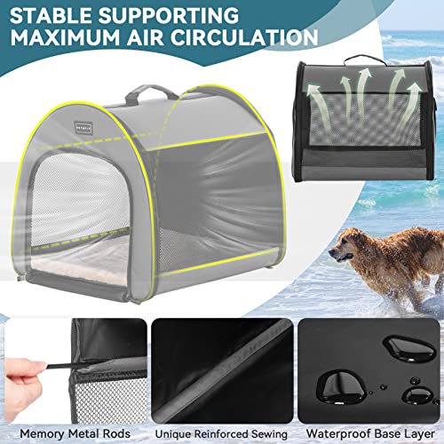 PETSFIT Portable Dog Crate, Travel Dog Crate - 19 Inch Lightweight, Roomy, Easy to Set Up, Sturdy Collapsible Dog Kennel with Thick Mat, Grey - color: Grey, size: 16.5"L x 16.0"W x 19.0"H