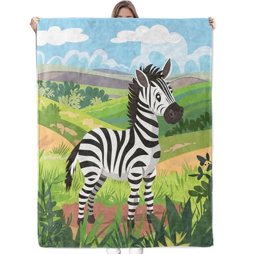 Cute Cartoon Zebra Blanket Soft Cozy Flannel Throw Blanket for Men Women Adults Kids - Warm Yet Lightweight Blankets for Travel, Bed, Couch, Fuzzy Outdoor Comfort Wrap 60"×50" - color: Zebra, size: 60x50 Inch