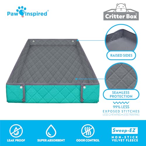 Paw Inspired Reversible Critter Box, C&C 2x4 (12-Inch Grids), Gray/Green | Washable Fleece Cage Liner, Raised Sides, Bedding for Guinea Pigs Rabbits, Hamsters, Small Animals, Edge Protected Pee Pads - color: Gray/Green, size: 2x4 (12" Grids)