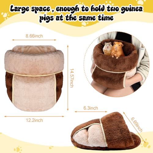 2 Pcs Guinea Pig Hideouts Warm Bed, Dark Brown, Light Coffee, Plain | Guinea Pig Sack, Soft Plush, Washable Bedding Hideout for Small Pet, Nest Supplies, Cage Habitat Accessories - color: Dark Brown, Light Coffee