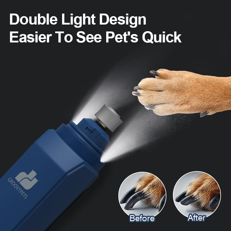 Ultra Quiet Electric Pet Nail Grinder with LCD Display, Dual LED Lights, USB Rechargeable, Midnight Blue