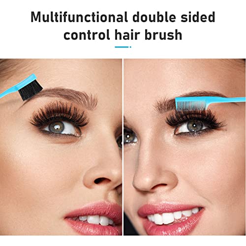Remerry Hair Brush Set, 12 Pieces Nylon Brushes for Women & Girls - Including 3 Row Salon Teasing Brush, Double Sided Hair Edge Brush, Smooth Comb Grooming, Rat Tail Combs & Duckbill Clips - Blue - color: Blue