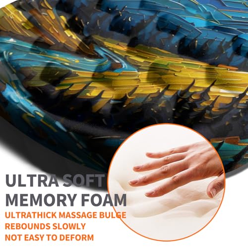 Ergonomic Joint Wrist Support Mouse Pad with Memory Foam Cushion Massage Bump, Carpal Tunnel Pain Relief Mousepad Slope Design for Wrist Rest, 11.8x7.9 in, Starry Night - color: Starry Night