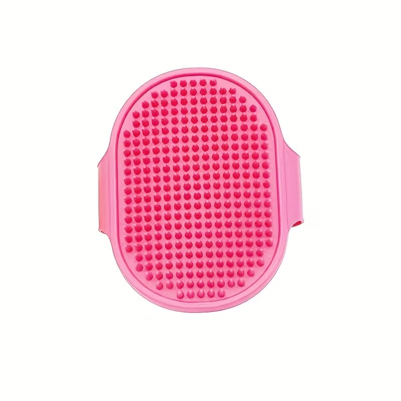 Silicone Pet Bathing Brush With Adjustable Circular Handle, Non-Slip Grip, Soft Bristles for Dog & Cat Grooming, Shampooing, Massaging - Ideal for Bathing, Pink