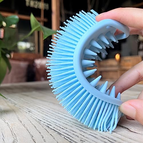 Premium Sensory Brush for Kids or Autism,Soft Silicone Body Scrubber,2 in 1 Sensory Room Occupational Therapy Brushes,Silicone Loofah,Pet Shower Brush Bath Brush Shampoo Brush(hangable-Spikes-Blue) - color: Hangable-spikes-blue
