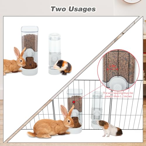 YUEPET Rabbit Water Dispenser and Food Feeder, Automatic Bunny Feeder, Grey | Rabbit Food Dispenser, 1200 mL Feeder, 520 mL Waterer, Floor-Standing or Cage-Mount Design, Removable Parts - color: Grey