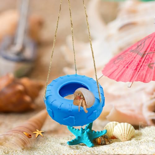Colours Hermit Crab Tire Swing,Suction Cup Hook Climbing Toy,Hermit Crab Terrarium Accessories - A Must-Have for Any Reptile Amphibian Small Aquatic Animals Lover(Blue) - color: Blue