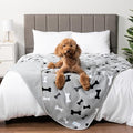 PETAMI Sherpa Fleece Waterproof CAT and Dog Blanket, Bone Gray, Queen - color: Bone Gray, size: Queen (90x90)