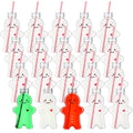 Sliner Christmas Bottles with Straws Including 20 Pcs Empty Plastic Drink Bottle & 20 Pcs Straws & Caps for Christmas Party Juice Milk Cup Drink Water Containers(20 Set,Gingerbread Man) - style: Gingerbread Man