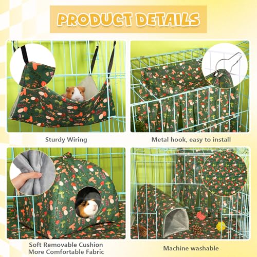 Geelin 8 in 1 Rat Hammock Ferret Hammock Guinea Pig House Hideout Ferret Cave Beds Washable Chinchilla Hamster Cage Accessories Bed Toys for Summer Small Animals Pet Bunny Squirrel