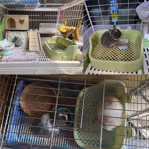 Tfwadmx Rabbit Litter Box Bunny Potty Training Litter Boxes Guinea Pig Corner Bedding Box Small Animal Toilet for Ferret,Chinchilla,Galesaur(Green)