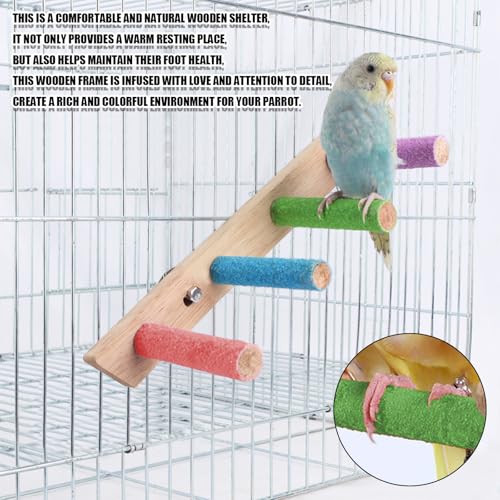 Bird Perch,1PC Wooden Parrot Stand Perch,Bird Ladder Bridge Climbing Chewing Toys for Small Medium Animals (4 Ladders) - color: 4 Ladders