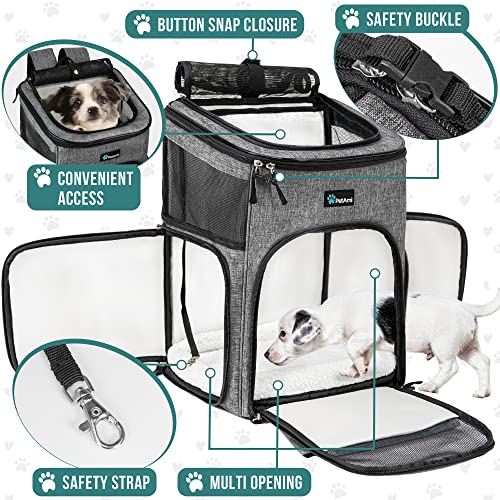 PetAmi Dog Backpack Carrier, Airline Approved 4-Way Entry Cat Backpack Carrier, Ventilated Mesh, Collapsible Pet Carrier for Small Puppy, Kitten, Hiking, Travel Car, Vet, up to 18 lbs, Heather Gray - color: Heather Gray