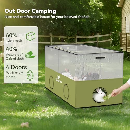 Pawaboo Small Animal Playpen, Foldable Pet Cage Tent, Green | For Puppy Kitten Guinea Pig Rabbit Chicken Hamster, Indoor Outdoor Use, Breathable Mesh Wall and Bottom - color: Avocado Green