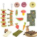 31 Pcs Small Pet Chew Toys for Dental Health - Natural Apple Wood, Timothy Grass Sticks & Sweet Bamboo, Teeth Grinding Toys for Rabbits, Guinea Pigs, Hamsters, Chinchillas Cage Accessories