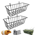 Rabbit Hay Feeder Rack Guinea Pig Hay Dispenser for Cage Hanging Metal Feeder Small Animals Hay Holder Manger for Rabbits Guinea Pigs Chinchillas Ferrets (Black - 2 in a Group)