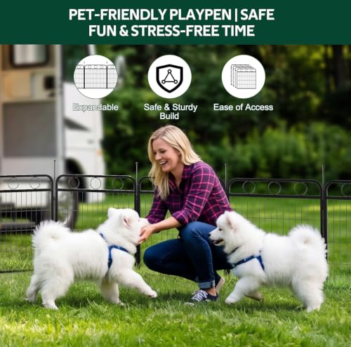Dog Playpen - 24 Inch 8 Panel Metal Dog Pen with Door, Foldable Dog Crate Kennel Puppy playpen Exercise Pen for Small Medium Dogs, Indoor Outdoor Yard RV Camping - size: 24"H