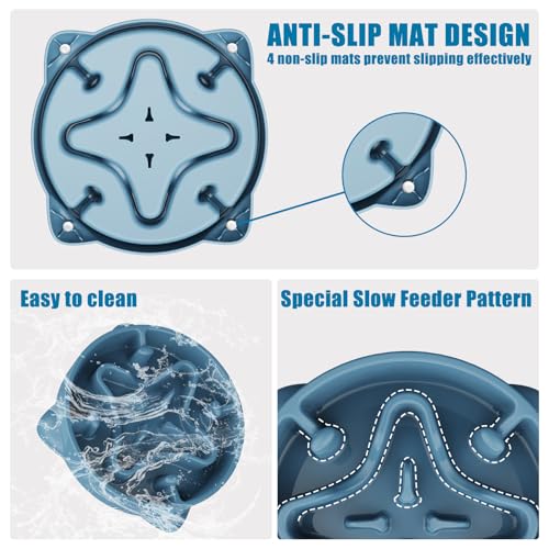 Slow Feeder Dog Bowls Medium Breed, Dog Food Bowl Medium Anti-Choking Bloat Stop Puzzle Healthy Eating Bowl (Blue, 2 Cup) - color: Blue, size: 2 Cup