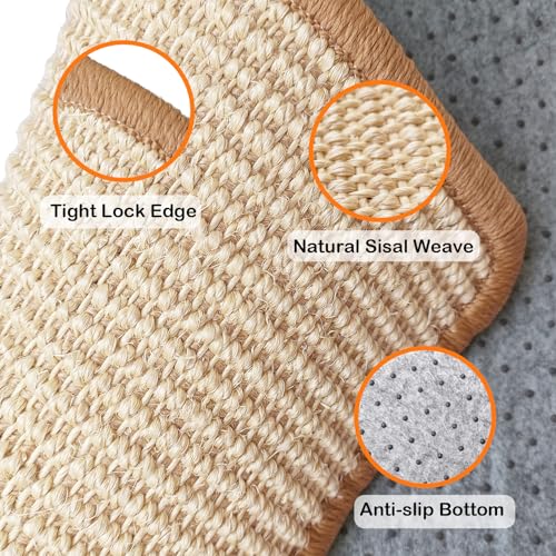 Rabbit Scratching Pad Natural Sisal Bunny Scratch Pad 16 x 12 Inch, Claws and Teeth Care Rabbit Scratcher Mats Chew Toys Indoor Bunny Accessories for Bedding Biting Sleeping Resting(1 Pack) - color: Beige-2, size: 15.7" x 11.8" (1 Pack)