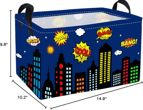 Essme Rectangular Spider Basket,Kids Storage Bins Organizer with Handles for Girls Room Decor, Gift Basket,Shelf Basket.(Bule City) - color: Bule City