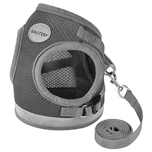 Cat Harnesses and Puppy Harness with Leashes Set, Escape Proof Cat Harness, Adjustable Reflective Soft Mesh Vest Fit Puppy Kitten Rabbit Ferrets's Outdoor Harness - color: DarkGrey, size: S (Chest: 9" - 11")