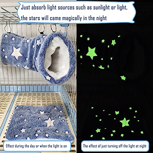 Noctilucent Luminous Guinea Pig Rat Hammock Bunkbed Hanging Tunnel and Soft Bed Mat for Ferret Hedgehog Chinchilla Squirrel Hamster Mice Sugar Glider Hideout Cage Accessories (1. Tunnel Hammock) - color: 9.Star Tunnel