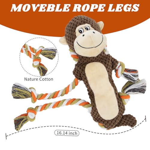 Squeaky Monkey Dog Toy for Large Dogs | large dog toys for big dogs Stuffed Plush, Crinkle Paper, Interactive puppy monkey toy, Rope Toy, For Small, Middle, - style: Monkey Shape