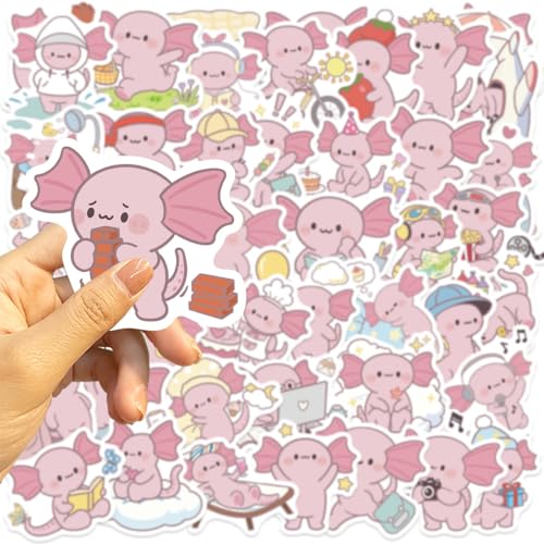50PCS Axolotl Stickers, Cute Pink Animals Stickers for Water Bottle,Laptop,Phone,Skateboard, Cartoon Axolotl Gift for Kids Teens Adults - style: Cute