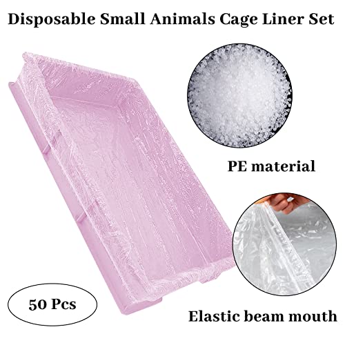 BNOSDM 50 PCS Disposable Rabbit Cage Liner Plastic Guinea Pig Cage Bedding Hamster Litter Pan Bags Universal Toilet Film for Bunny Chinchilla Ferret Hedgehog Small Animals (47") - color: Transparent-50 Pcs