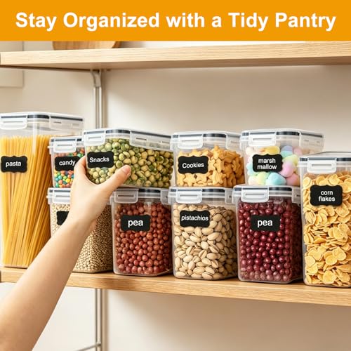 32pcs Airtight Containers, Clear Stackable Dry Food Storage | 32pk clear airtight containers with tight lids keep dry food fresh. Safe plastic, stackable for pantry kitchen storage - size: 32 pcs(47.6L)