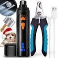 Dog Nail Trimmers and Dog Nail Clippers Kit, Whisper Quiet Electric Grinder with Light, for Small, Medium, Large Dogs, Cats Toenail Grooming, 3 Speeds - color: Black