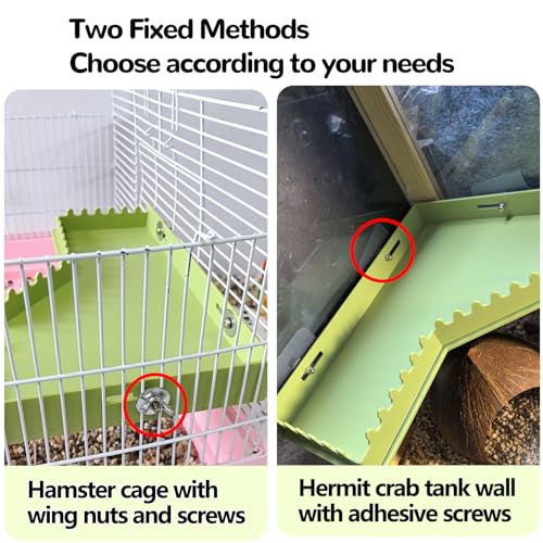 Hermit Crab Platform with Ladder Climbing Toys Hermit Crab Climbing Wall Shelf Habitat Reptile Tank Decor Terrarium Accessories for Leopard Gecko Frogs - Plastic Material - color: Green