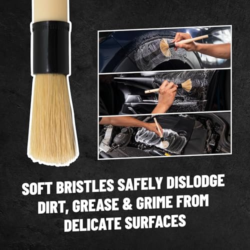 Chemical Guys, Boars Hair Detailing Brush for Wheels, Grilles & Interior | Soft boars-hair bristles gently clean wheels, grilles, emblems and interior surfaces without scratching - style: 1 Pack