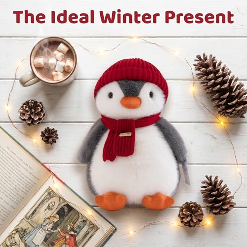 YUKOUQIAN Penguin Stuffed Animal Cute Plush Doll Toy 10 inch for Girls Boys Christmas (red Towel Penguin) - style: red towel penguin