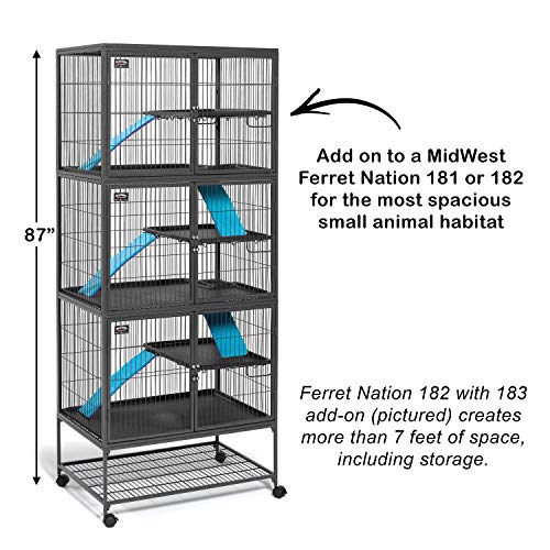 MidWest Homes for Pets Ferret Nation Add-On Unit Small Animal Cage, No Stand, Expands Models 181 or 182 - color: Black: 1 Inch Wire Spacing: Ferret Nation, size: Add-On Unit