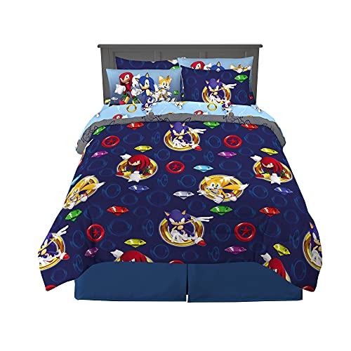 Franco Kids Bedding Super Soft Comforter and Sheet Set with Sham, 7 Piece Full Size, Sonic The Hedgehog - color: Sonic the Hedgehog, size: Full