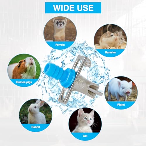 OCQOTAT Automatic Rabbit Watering System,Quail Rabbit Water Bottle Dispenser 8 Nipples Drinker,ID 5/16" Hose 19.68 Feets,Barb Fittings to G1/2" Thread,T-Fittings,Springs,Gaskets,Bucket Connector - color: Blue Rabbit Watering System Set