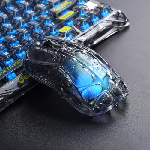 GravaStar Mercury M2 Wireless Gaming Mouse with 26,000 DPI, PAW3395DM Sensor -79g Lightweight Hollowed-Out Design -5 Programmable Buttons -5 Dynamic Lightsync RGB - Transparent Black - color: Transparent Black
