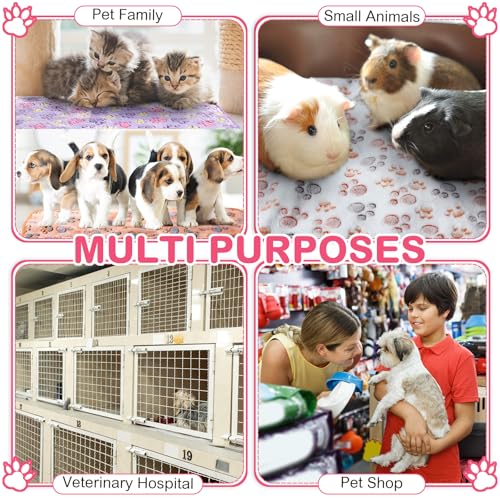Newwiee 20 Pcs Waterproof Small Pet Fleece Blanket Bulk Washable Small Animal Cage Bedding Guinea Pig Puppy Dog Cat Pee Pad Liner Accessories(Assorted,18 x 13 Inch) - size: 18 x 13 Inch