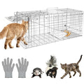 Humane Live Animal Trap Cage 32" × 13" × 11",Heavy-Duty Live Catch Cage for Raccoon, Squirrel, Stray Cats, Groundhogs, Armadillos, Opossums, Rabbits, Skunk, Mole, Small Wildlife Control - size: 32"×13"×11"