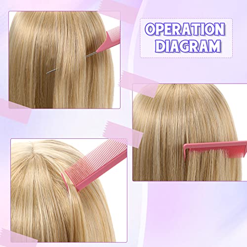 8 Pcs Slick Back Hair Brush Teasing Edge Bristle Brush Parting Rat Tail Comb Hairclips Styling Hair Accessories Set for Women Slicking Ponytail Control and Smoothing Flyaways(Pink) - color: Pink