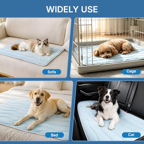 Dog Cooling Mat for Large Medium Dogs & Cats, Q-Max > 0.4 Breathable Self Cooling Pad, Washable Non Slip Bed for Crate, Car, Sofa, Floor, Indoor Outdoor Summer Use (Small: 18'' x 24'') - size: Small
